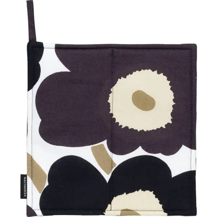 Marimekko Pieni Unikko 21.5x21.5 cm White-Dark Grey-Beige Grytlappar Beige Grytlapp Beige