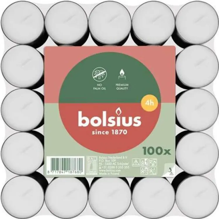 Bolsius värmeljus paraffin 4 h 100-pack