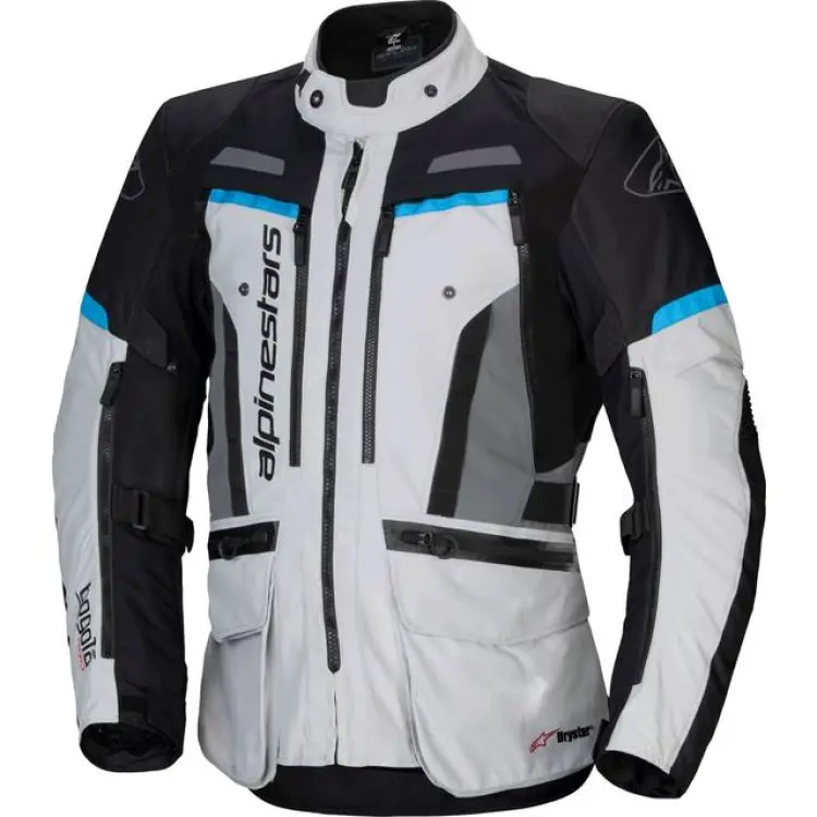 Alpinestars Bogota' Pro Drystar MC-jacka Isgrå-Svart-Cyan Herr, Dam