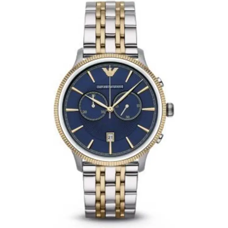 Emporio Armani Klassisk Herrklocka Kronograf Blå Urtavla Armband