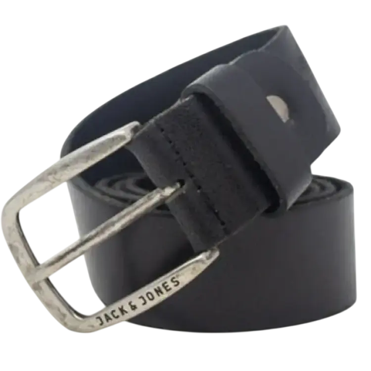 Jack & Jones Leather Belt - Black/Black