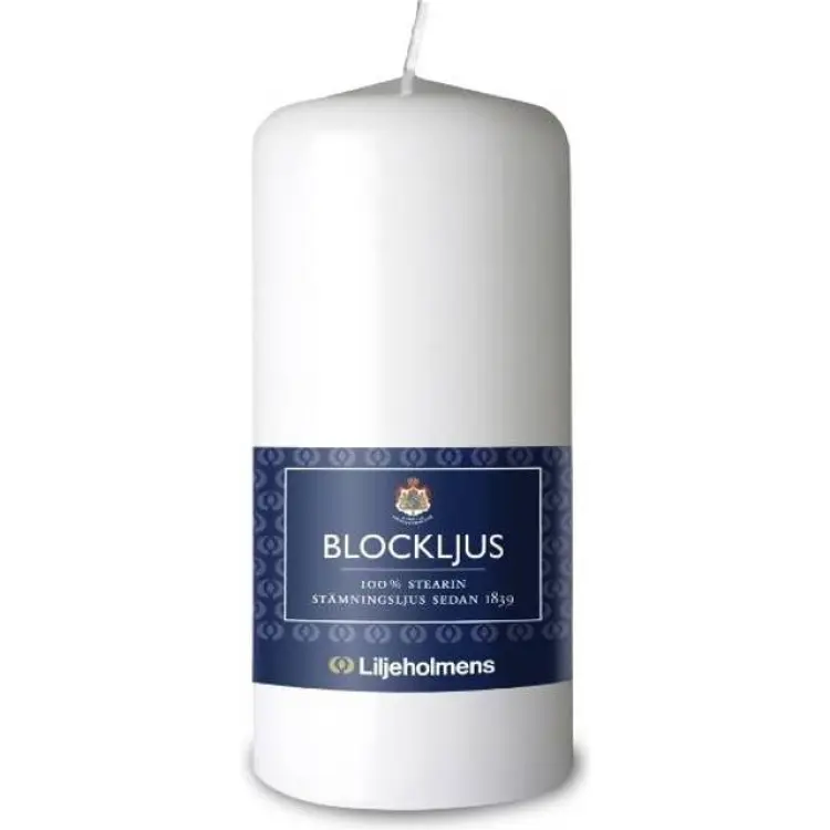 Liljeholmens blockljus stearin vit 5,8 × 13 cm