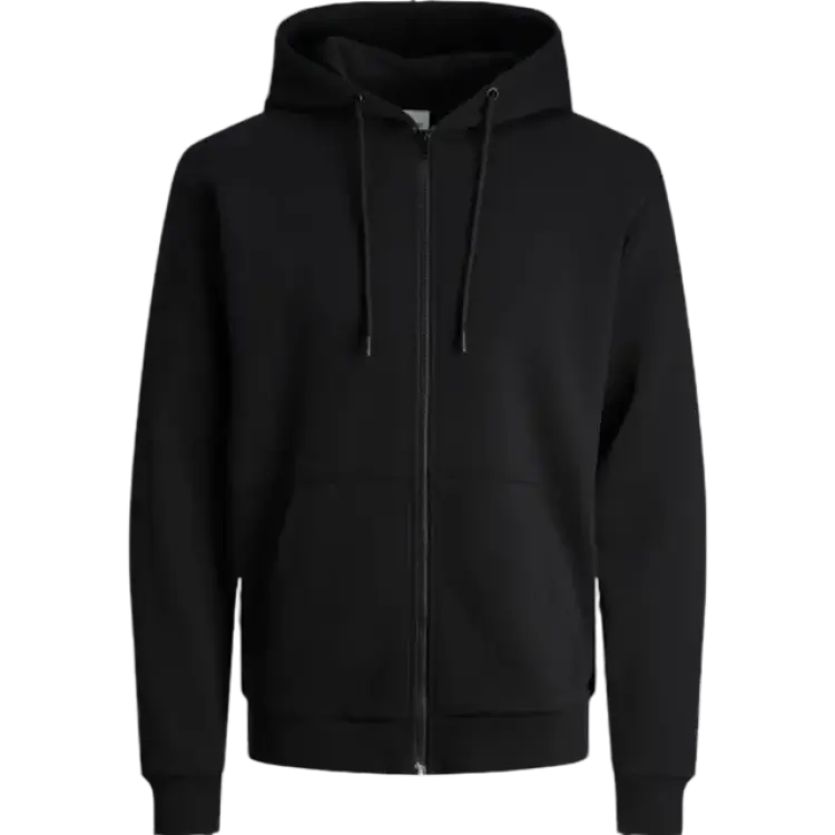 Jack & Jones Enfärgat Huvtröje Med Dragkedja Svart